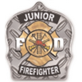 Plastic Curved Back Fire Helmet with Junior Firefighter FD Shield